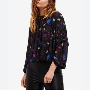 Free People Wildflower Honey mesh blouson Blouse sz M